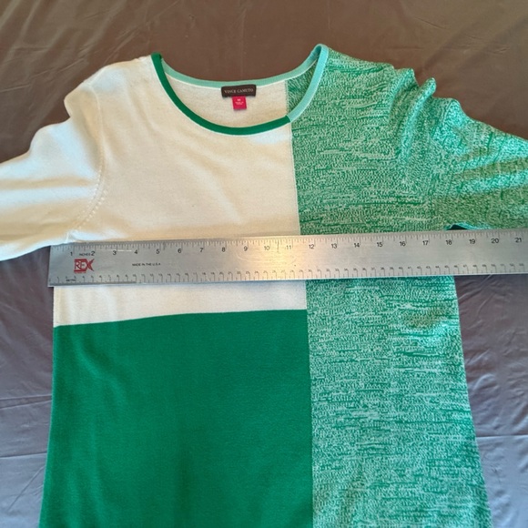 Vince Camuto Green/White Colorblock Long Sleeve Sweater Size Medium - Picture 6 of 10